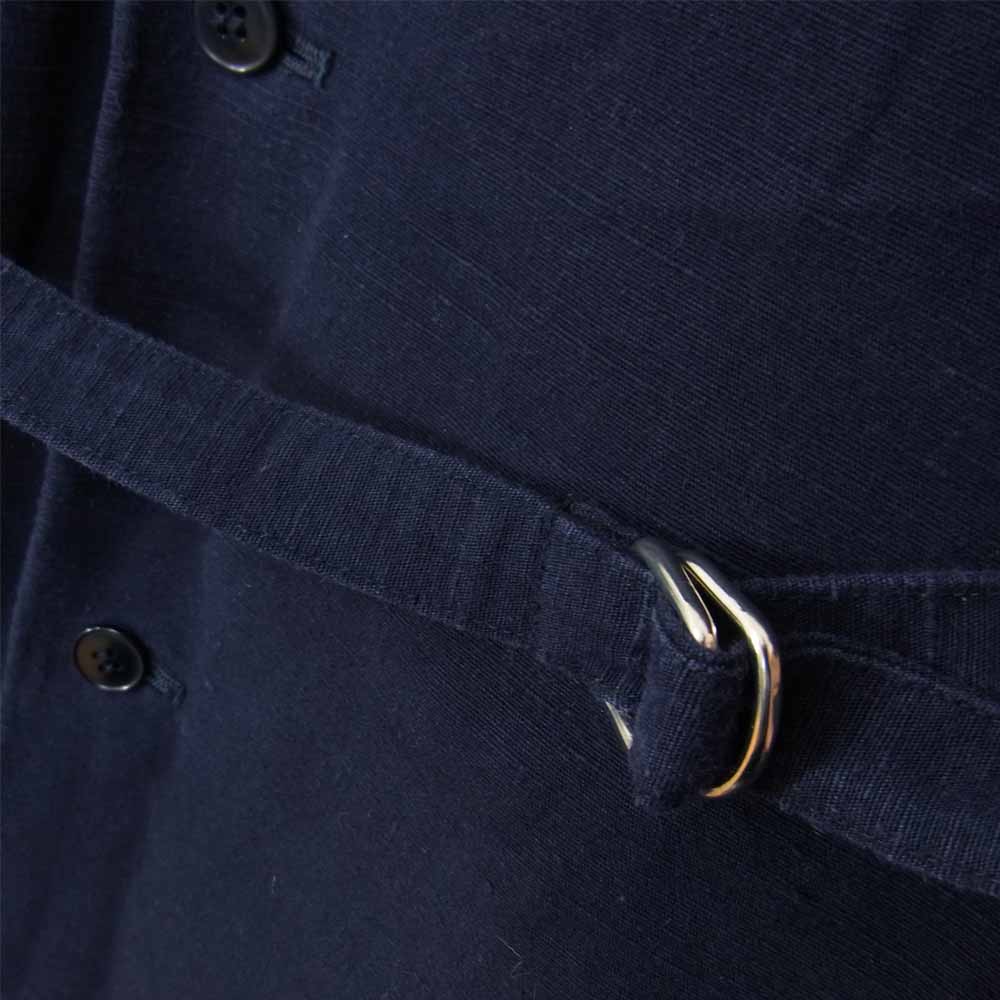 ゴーシュ G104-E018 ヘンプ コットン ベルト付 ノーカラー コート ネイビー系 2【中古】