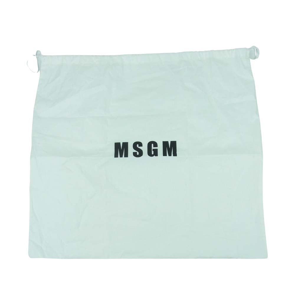 MSGM エムエスジーエム PVC レザー切替 竹 フォレストプリント ロゴパッチ トート バッグ オフホワイト系【中古】