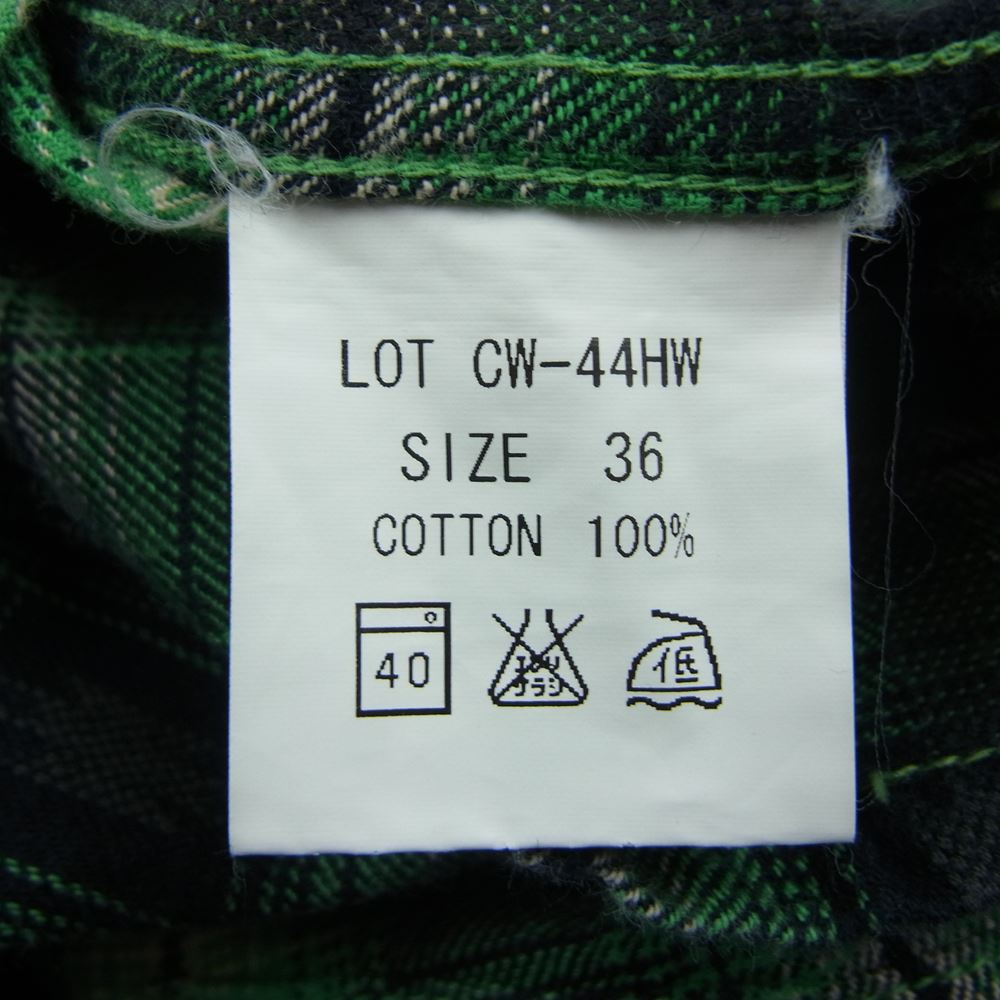 THE FLAT HEAD ザフラットヘッド チェック 半袖 ウエスタン シャツ グリーン系 36【中古】