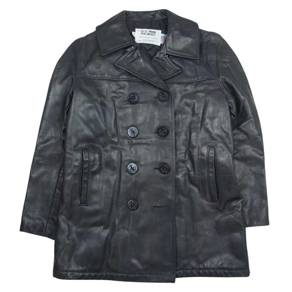 SCHOTT☆740N☆Pコート☆USA製☆44☆ブラック☆デットストック Schott