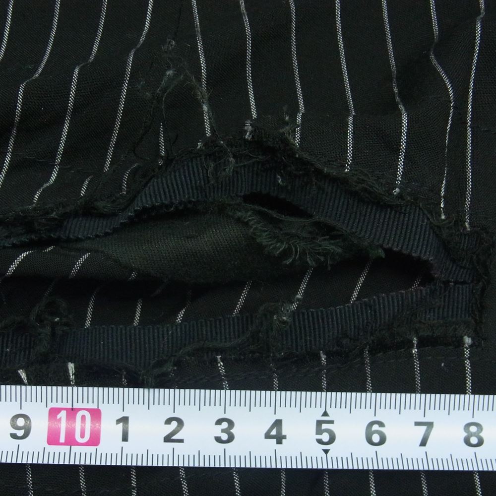 ベッドフォード ベルテッド ストライプ カットオフ キュプラ パンツ 日本製 ブラック系 ホワイト系 1【中古】