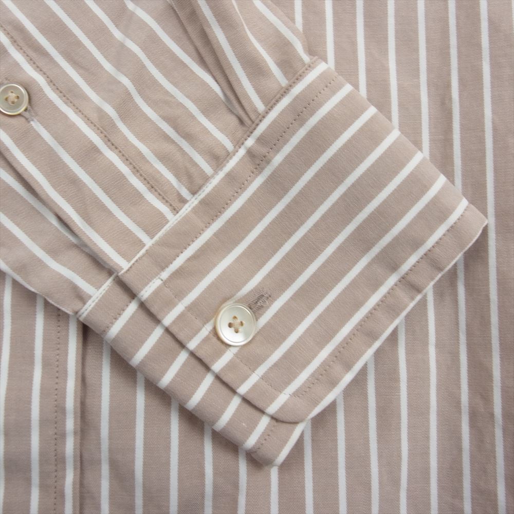 AURALEE オーラリー 21AW A21AS02TS WASHED FINX TWILL STRIPE STAND COLLAR SHIRTS ストライプ スタンドカラー シャツ ライトブラウン系 1【中古】