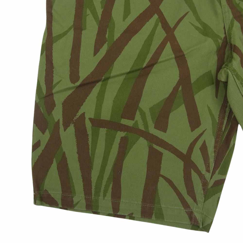 STUSSY ステューシー CAMO PULL ON BEACH カモフラ トライバル リーフ総柄 ショーツ ハーフパンツ カーキ系 M【中古】