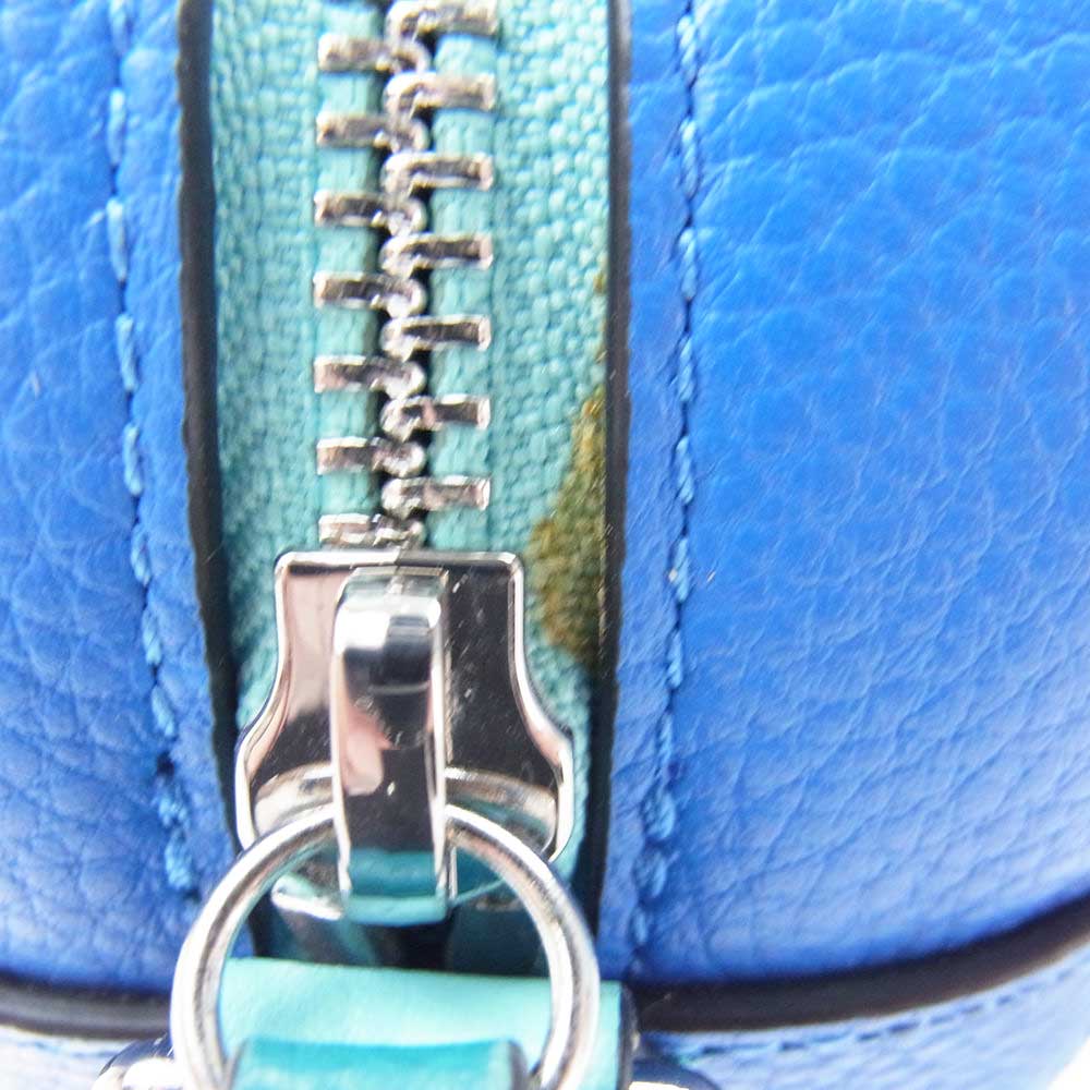 COLE HAAN コールハーン ブルー パネル切替 レザー チェーン ショルダーバッグ ブルー系【美品】【中古】