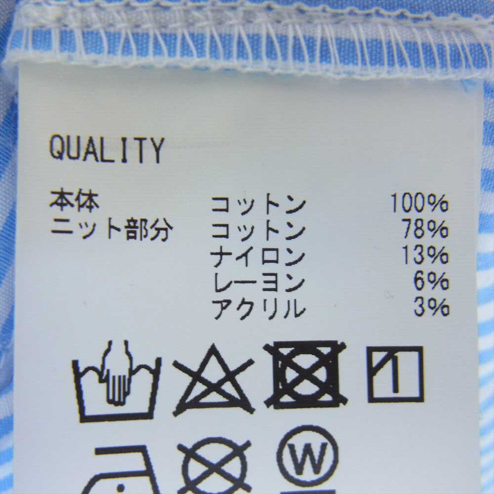 コーヘン 20-181-012 ニット パッチワーク ストライプ 長袖 シャツ ブルー系 46【中古】