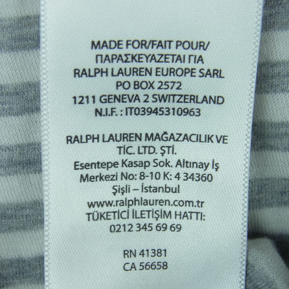 POLO RALPH LAUREN ポロ・ラルフローレン CUSTOM SLIM FIT カスタム スリム フィット ポケット ボーダー 半袖 Tシャツ グレー系 ホワイト系 S【中古】