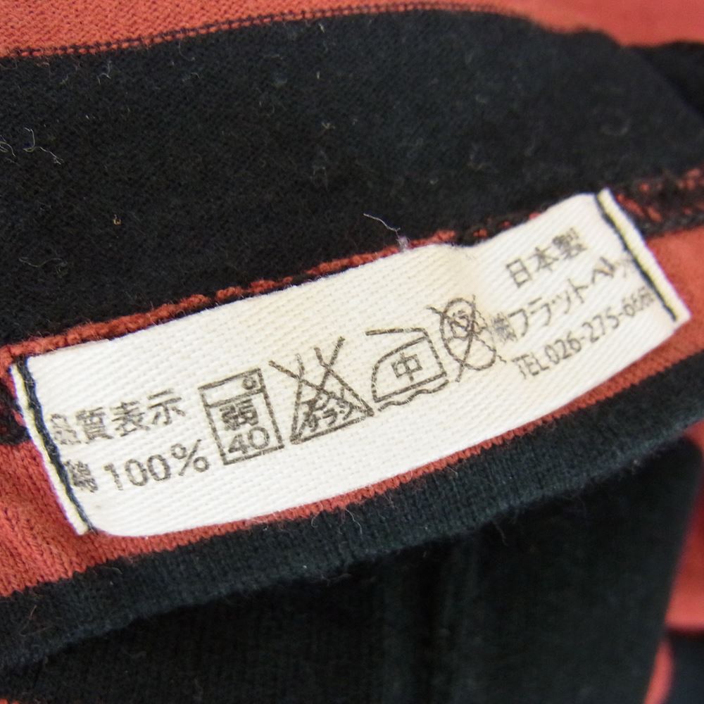 THE FLAT HEAD ザフラットヘッド ボーダー クルーネック Tシャツ ブラック レッド系 L【中古】