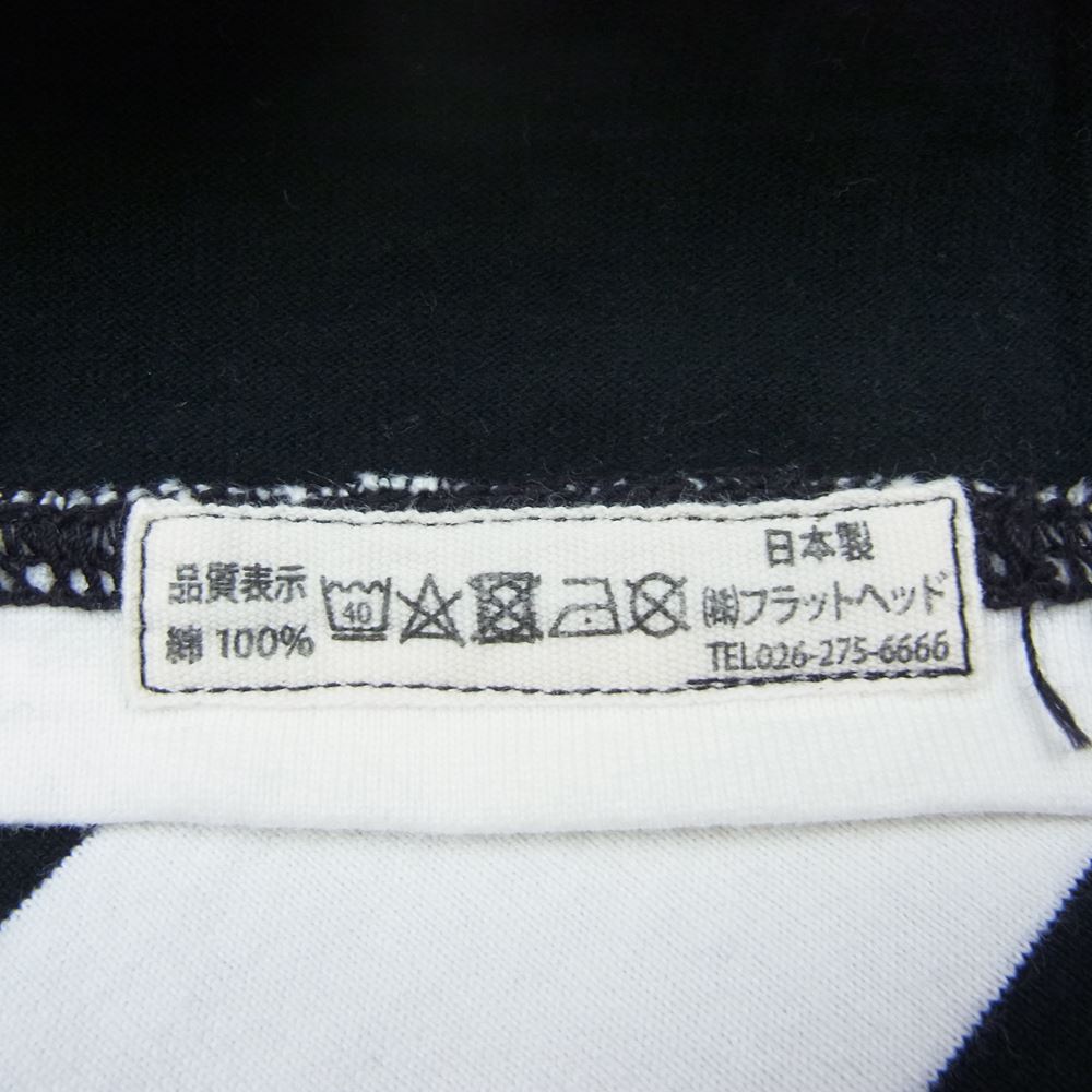 THE FLAT HEAD ザフラットヘッド Vネック ボーダー ポケット Tシャツ ブラック ブラック系 ホワイト系 40【中古】