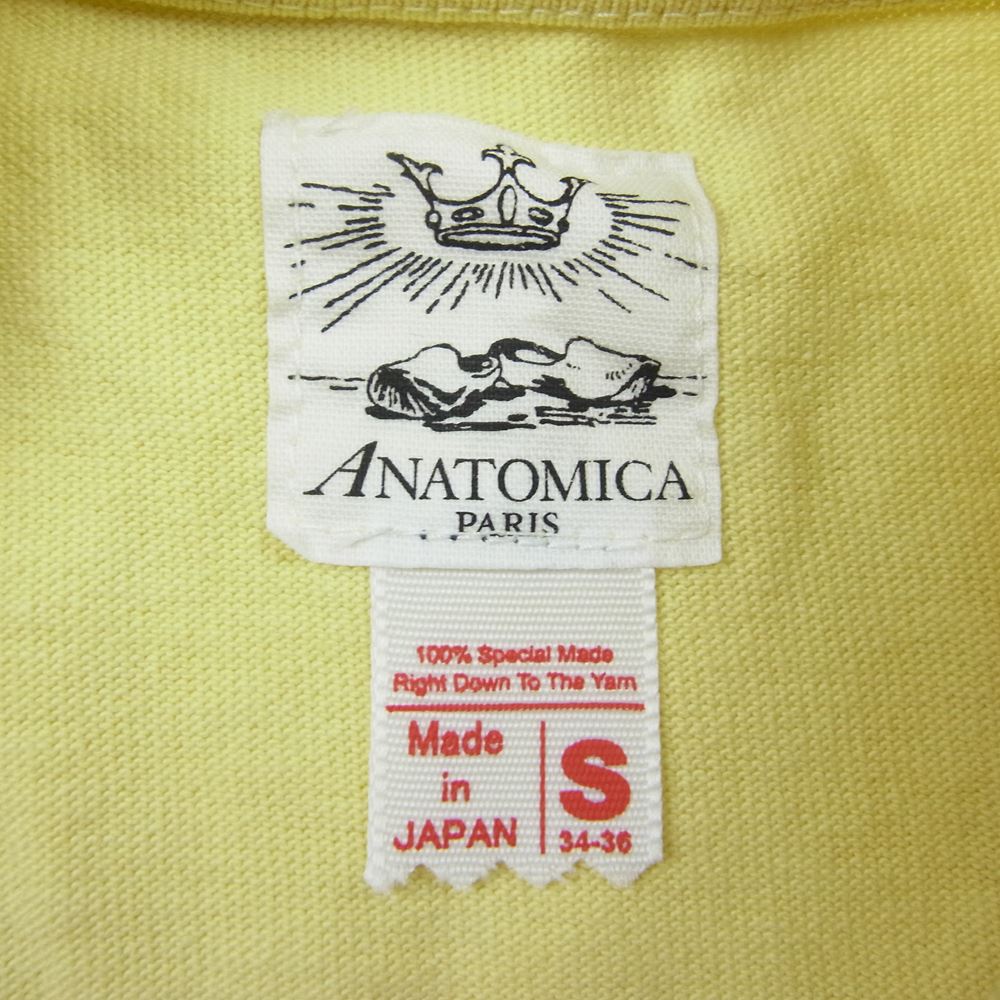 ANATOMICA アナトミカ MEN'S POCKET TEE 丸胴 クルーネック ポケット付き 半袖 Tシャツ イエロー系 S【中古】