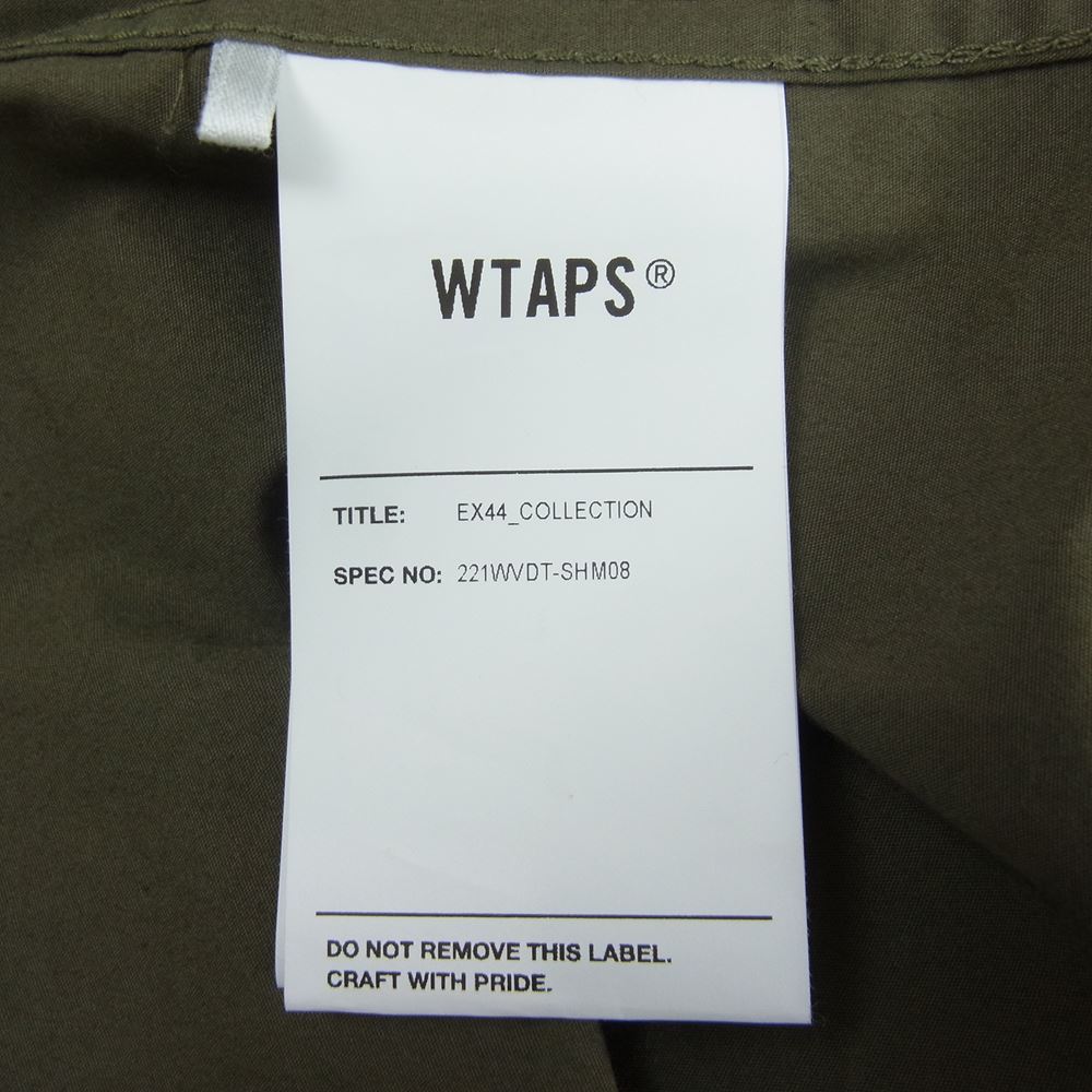 WTAPS ダブルタップス 22SS 221WVDT-SHM08 CHIT SS COTTON WEATHER ボックスシルエット スタンドカラー ウェザー チット 半袖 シャツ オリーブ系 03【中古】
