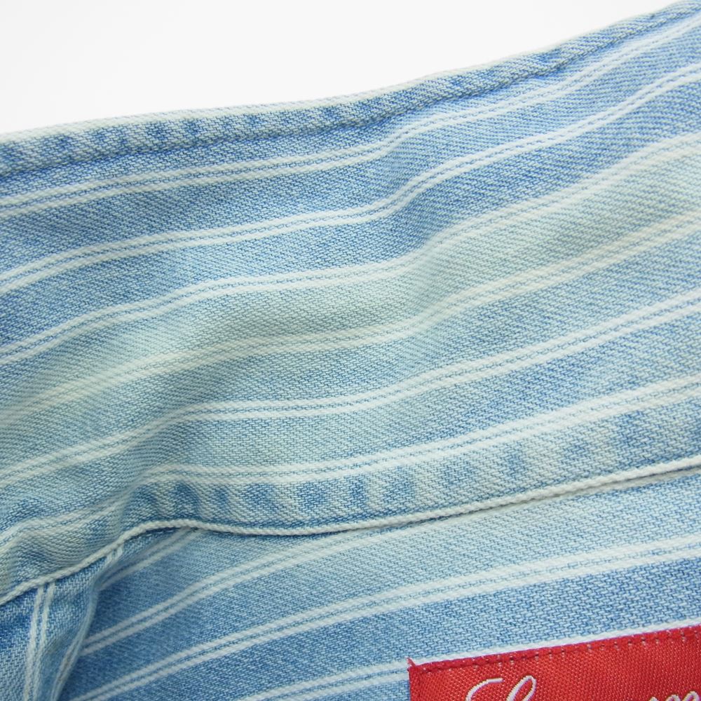Supreme シュプリーム 17SS Stripe Denim S/S Shirt バックロゴ ストライプ 半袖 デニム シャツ ライトブルー系 S【中古】