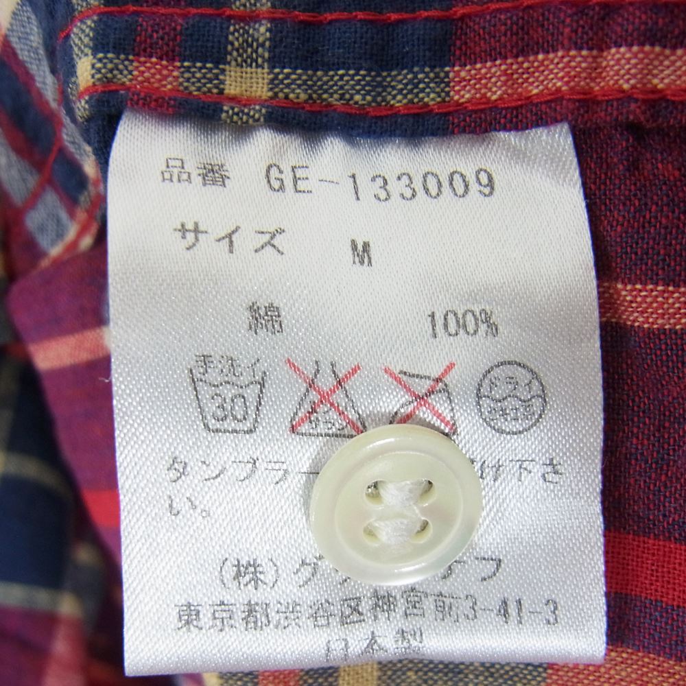 GOODENOUGH グッドイナフ GE-133009 MADRAS S/S REGULAR SHIRT 背ロゴ マドラス チェック 半袖 シャツ レッド系 M【中古】