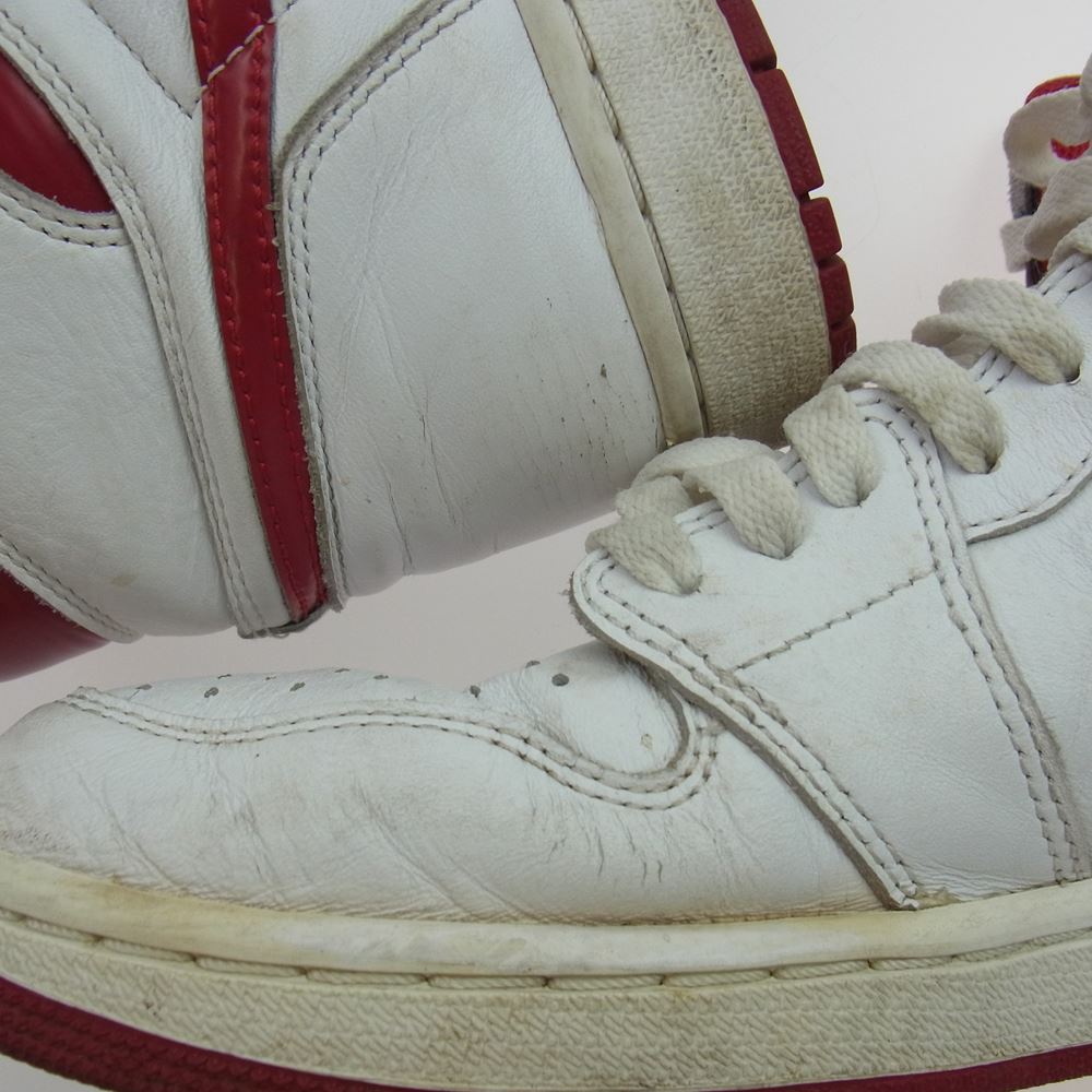 NIKE AIR JORDAN ナイキ ジョーダン 555088-103 1 RETRO HIGH OG AJ1 エアジョーダン レトロ ハイカット スニーカー ホワイト系 レッド系 28cm【中古】