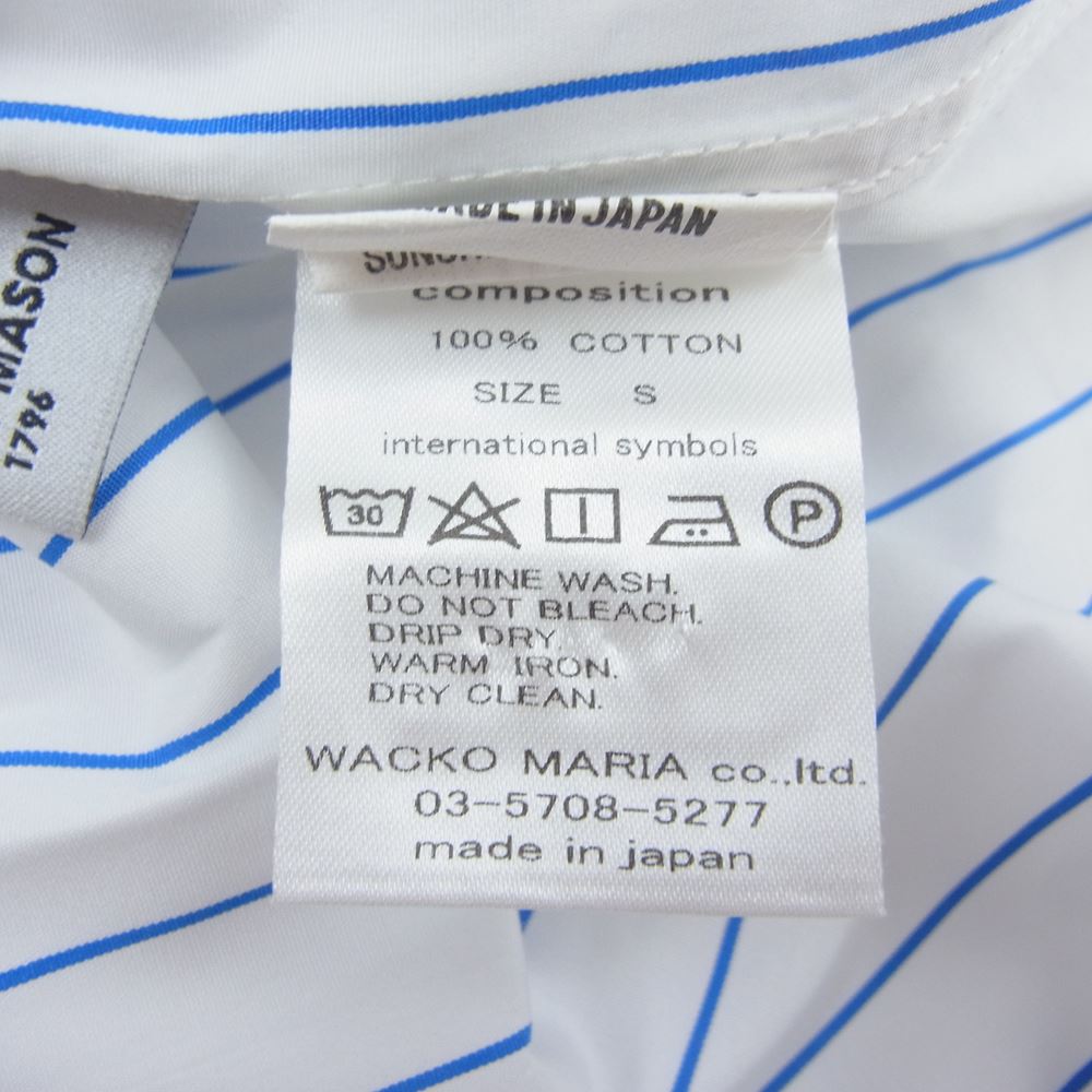 WACKO MARIA ワコマリア Thomas Mason STRIPED REGULAR COLLARED SHIRT トーマスメイソン ストライプ 半袖シャツ ホワイト系 S【中古】