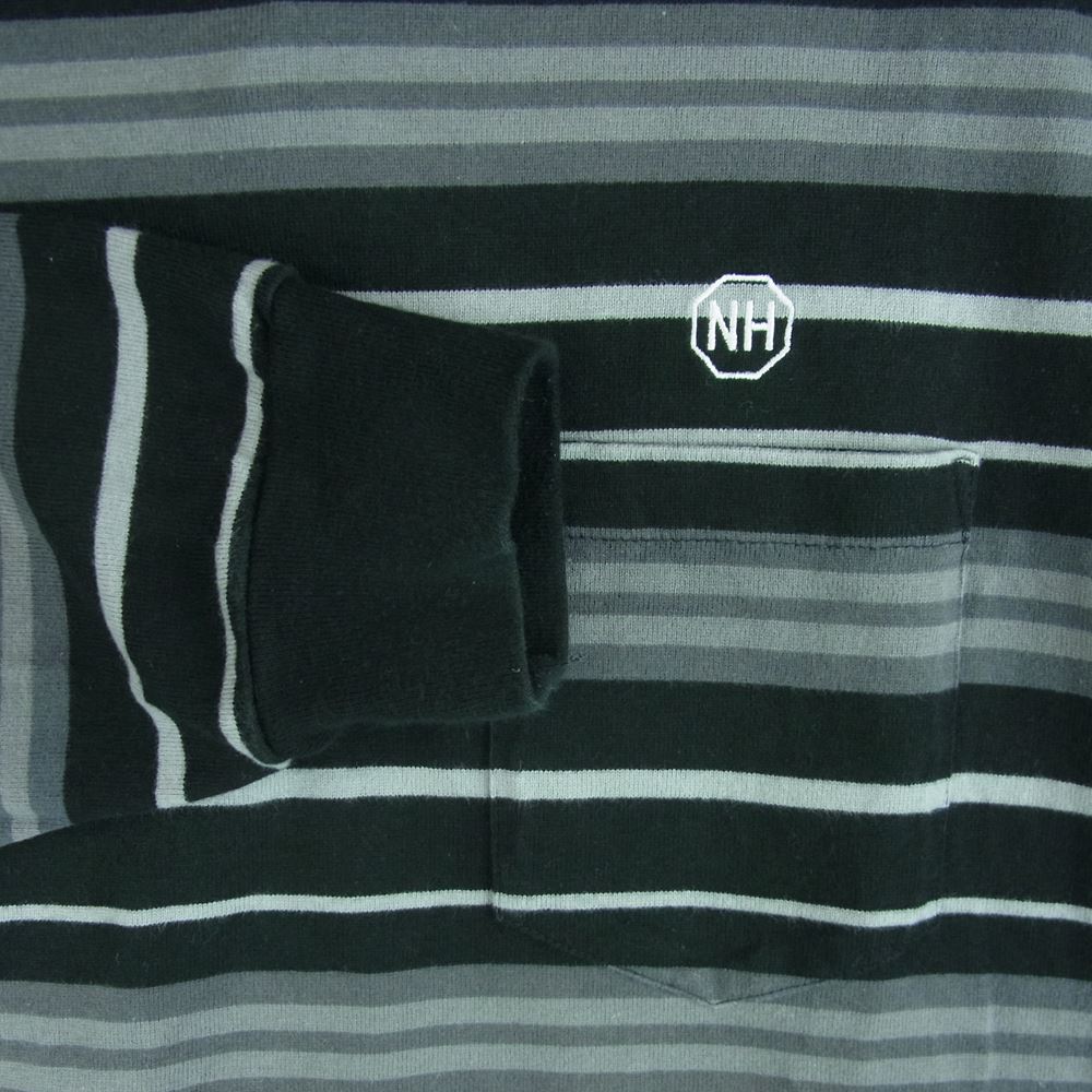 NEIGHBORHOOD ネイバーフッド 22AW 222UWNH-CSM01 BORDER CREWNECK LS.CO ボーダー クルーネック ロングスリーブ カットソー ブラック系 グレー系 L【中古】