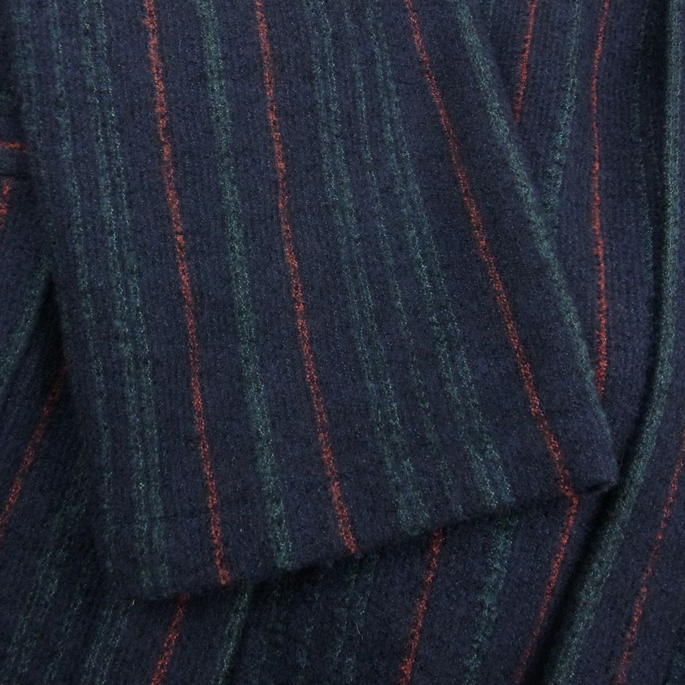 WACKO MARIA ワコマリア MULTI STRIPED GOWN COAT ウール リネン ガウン コート ネイビー系 M【中古】