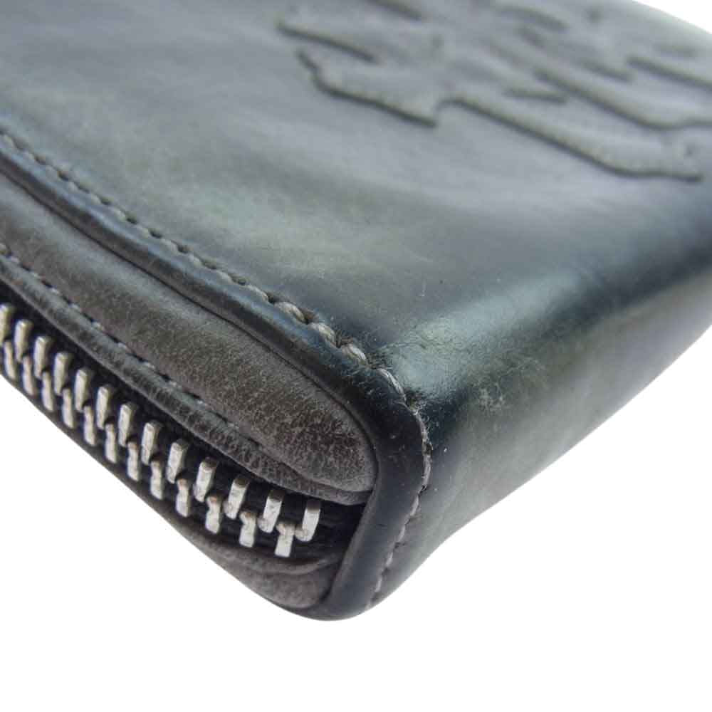CHROME HEARTS クロムハーツ(原本無) REC F ZIP 3PTCH 3セメタリークロス ラウンドジップ レザー ウォレット 財布 グレー系 ブラック系【中古】