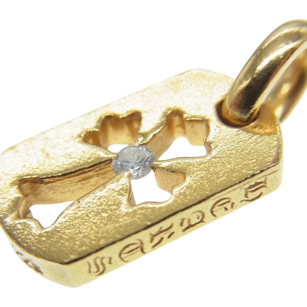 CHROME HEARTS クロムハーツ(原本無) 22K DT TNY CO CRS 1DIA タイニー カットアウト クロス チャーム 1ダイヤ ペンダントトップ ゴールド系【中古】