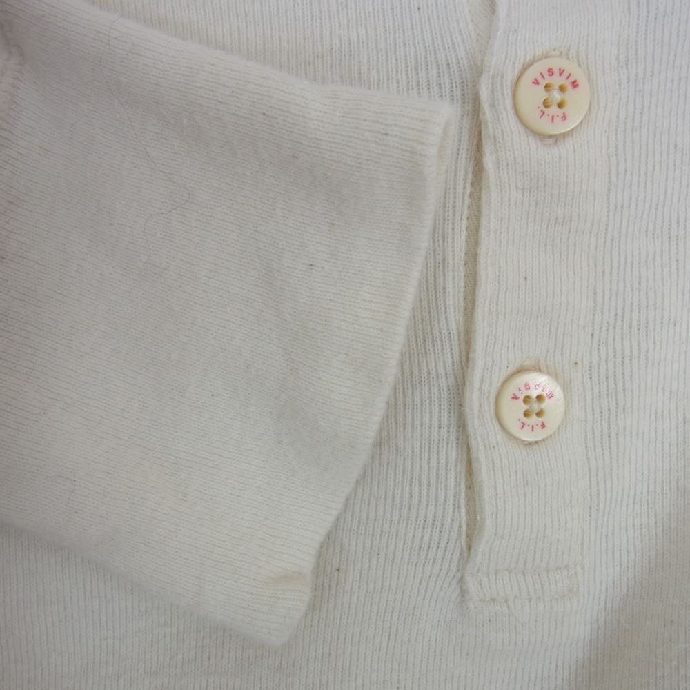 VISVIM ビズビム 13AW 0113205010056 PLAIN VINTAGE HENLEY L/S プレーン ヴィンテージ ヘンリーネック 長袖 ワッフル Tシャツ オフホワイト系 2【中古】