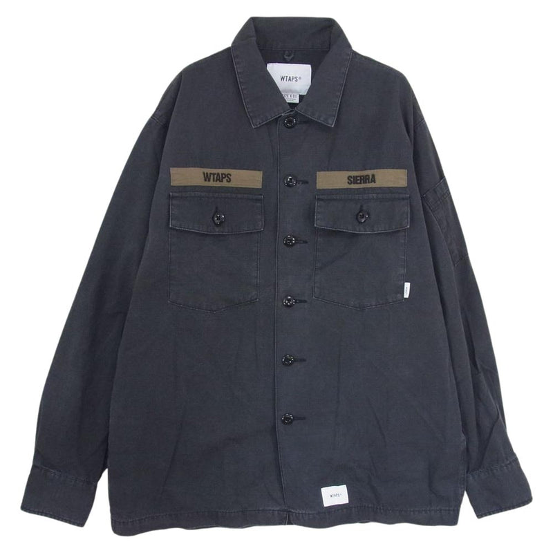 WTAPS ダブルタップス 19AW 192BRDT-SHM02 BUDS LS / SHIRT. COTTON. RIPSTOP リップストップ  ミリタリー 長袖 シャツ ブラック系 1【中古】