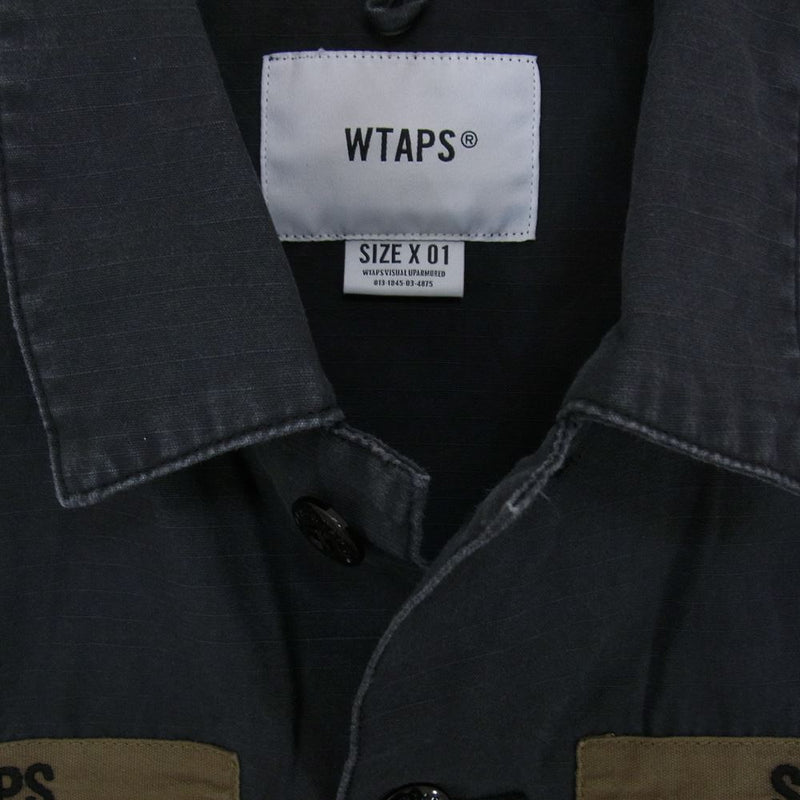 WTAPS ダブルタップス 19AW 192BRDT-SHM02 BUDS LS / SHIRT. COTTON. RIPSTOP リップストップ  ミリタリー 長袖 シャツ ブラック系 1【中古】