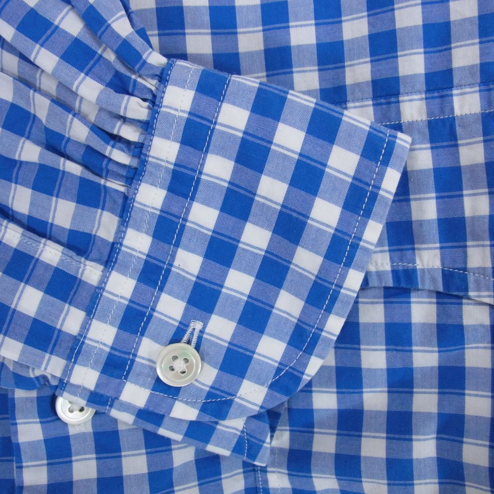 PORTER CLASSIC ポータークラシック ROLL UP SHIRT ロールアップ ギンガムチェック シャツ ブルー系 ホワイト系 S【中古】