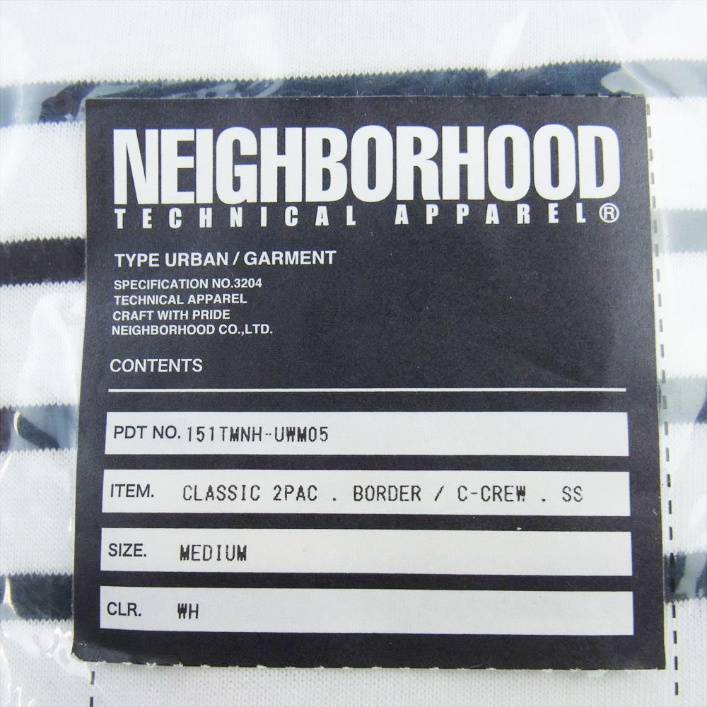 NEIGHBORHOOD ネイバーフッド 15SS 151TMNH-UWM05 CLASSIC 2PAC BORDER C-CREW SS パック Tシャツ ボーダー ホワイト系 M【新古品】【未使用】【中古】