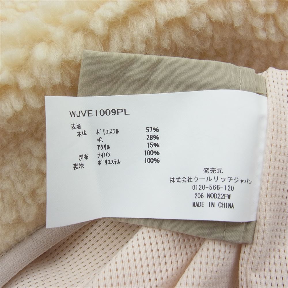 プラージュ 22AW WJVE1009PL 2022年モデル WOOLRICH ウールリッチ別注 NEW TERRA PILE FLEESE フリース ジップアップ ベスト オフホワイト系 US WS【中古】