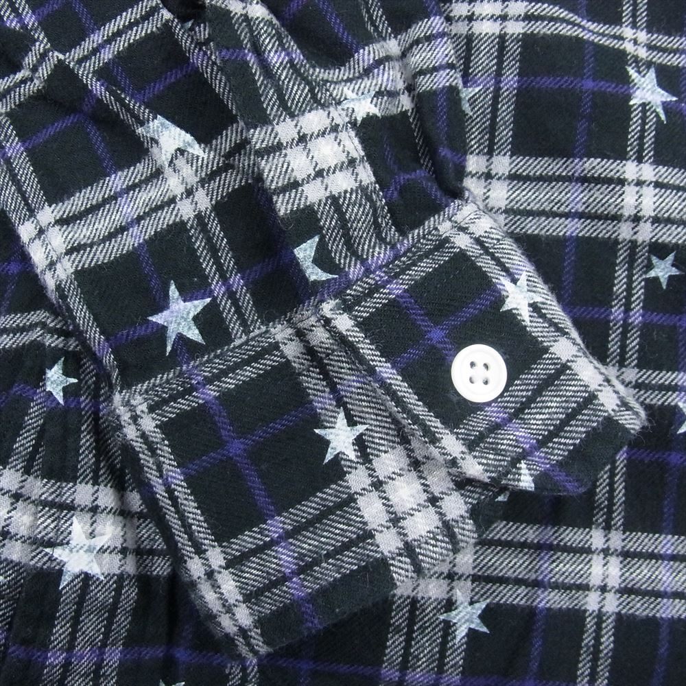 uniform experiment ユニフォームエクスペリメント UE-112038 スター 総柄 長袖 チェック シャツ ブラック系 パープル系 2【中古】