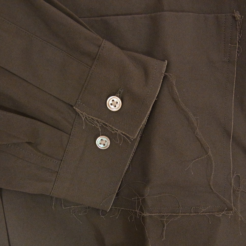 マーカ 21AW M21F-31SH02C STUDIOUS ステュディオス別注 カットオフ加工 バンドカラー 長袖 シャツ ダークブラウン系 1【美品】【中古】
