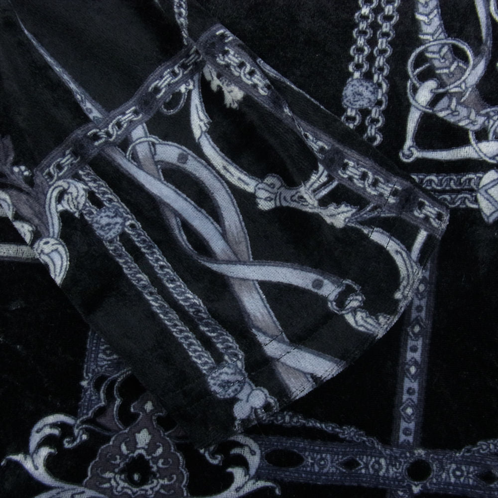 TORNADO MART トルネードマート チェーン 総柄 Uネック 総ベロア カットソー 長袖 Tシャツ ブラック系【中古】