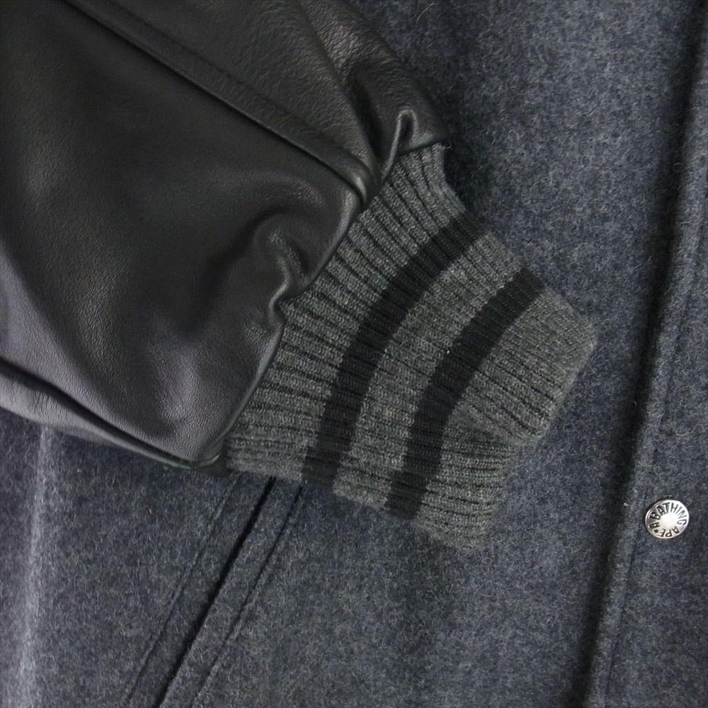 A BATHING APE アベイシングエイプ 20AW × UNDFTD VARSITY JACKET アンディフィーテッド バーシティジャケット スタジャン ブラック ブラック系 ダークグレー系 M【中古】