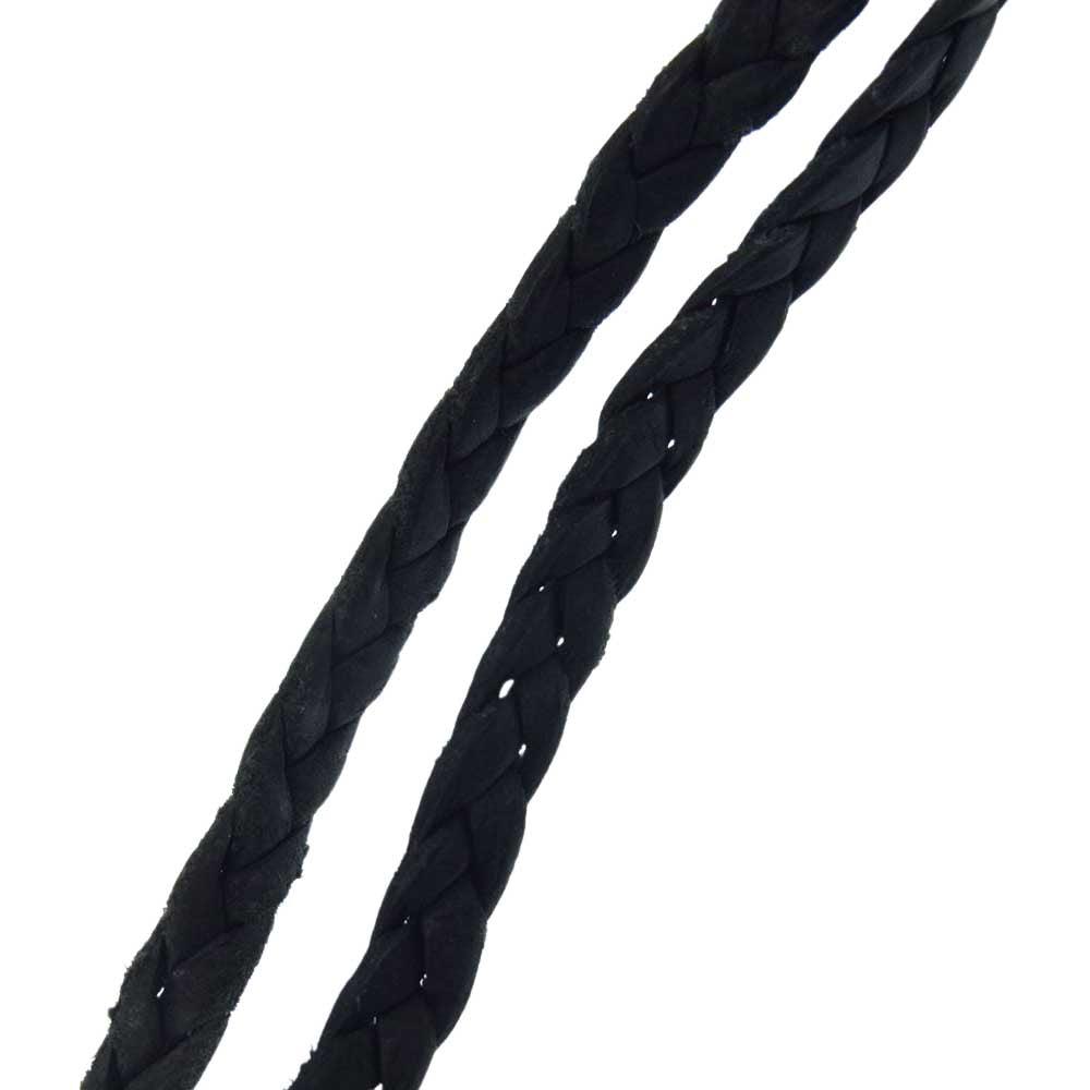 CHROME HEARTS クロムハーツ(原本無) SMALL CROSS PENDANT LEATHER BRAID NECKLACE スモール CH クロス Wボロチップ ペンダント レザー ブレイド ネックレス シルバー系【中古】