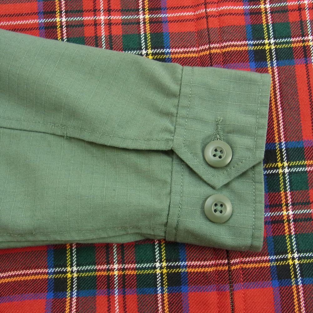 Supreme シュプリーム × COMME des GARCONS SHIRT Work Jacket コムデギャルソンシャツ フロントタータンチェック切替 ジップアップ ジャケット カーキ系 レッド系 M【中古】