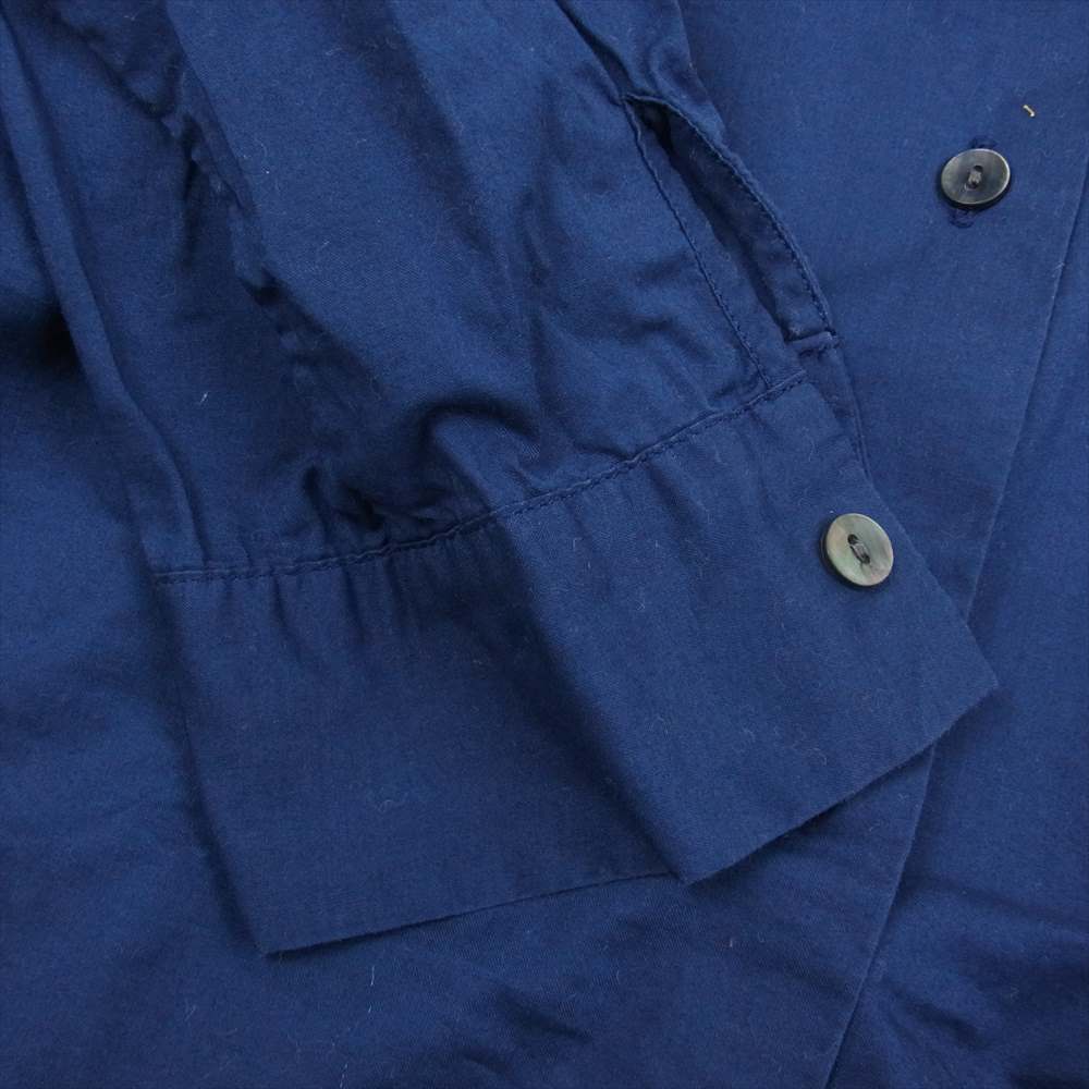 ミズイロインド 丸首 バンドカラー 長袖 シャツ ブラウス ネイビー ネイビー系【中古】