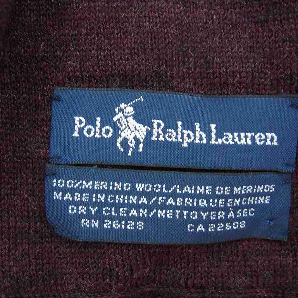 POLO RALPH LAUREN ポロ・ラルフローレン ビッグポニー プリント マフラー ワインレッド系【中古】