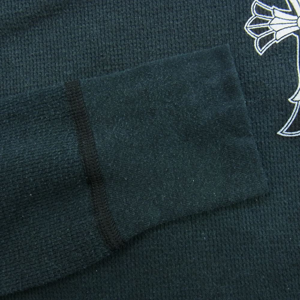 CHROME HEARTS クロムハーツ(原本無) セメタリー CHプラス CHクロスプリント ワッフル サーマル 長袖 カットソー ブラック系 S【中古】