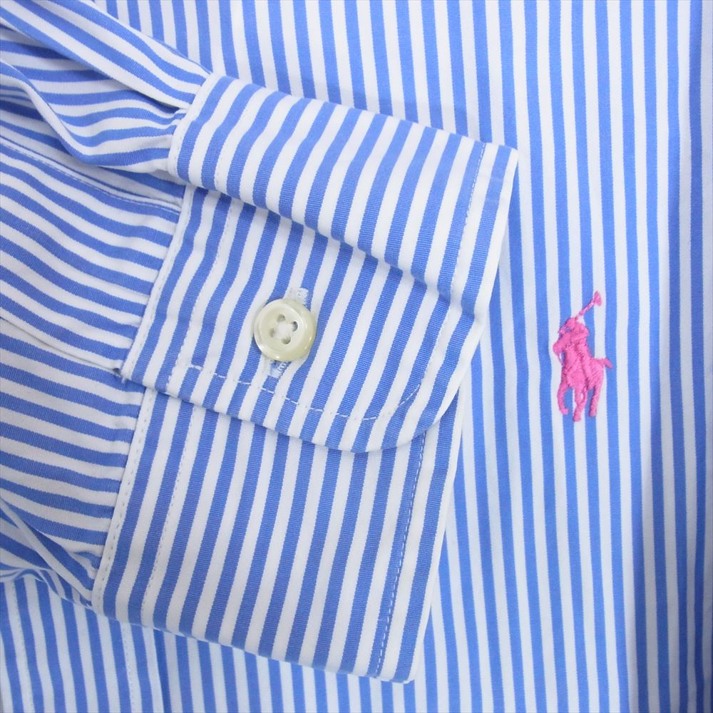 RALPH LAUREN ラルフローレン CLASSIC FIT クラシック フィット ストライプ ボタンダウン 長袖 シャツ ブルー系 XL【中古】