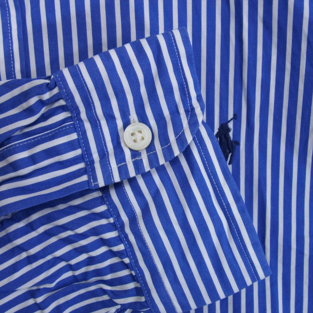 RALPH LAUREN ラルフローレン SLIM FIT スリム フィット ストライプ ボタンダウン 長袖 シャツ ブルー系 XL【中古】