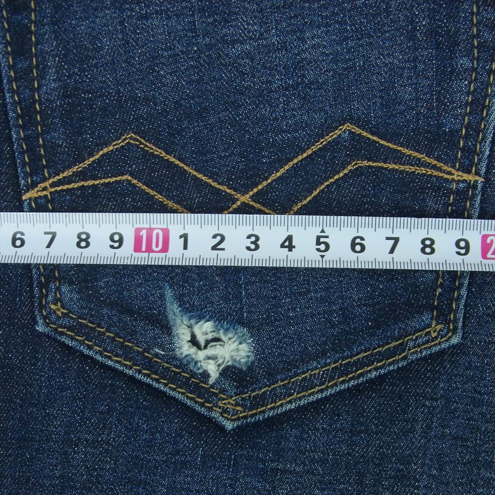 REPLAY リプレイ STRETCH SELVEDGE セルビッチ リペア ストレート デニム パンツ トルコ製 インディゴブルー系 W30 L32【中古】