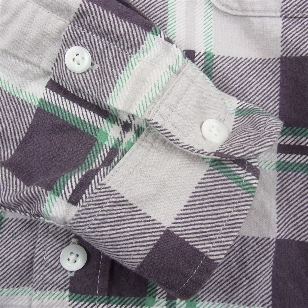 WACKO MARIA ワコマリア 刺繍 チェック 長袖 シャツ パープル系 S【中古】