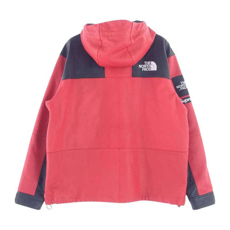 Supreme シュプリーム 18AW THE NORTH FACE Leather Mountain Parka ノースフェイス レザー  マウンテンパーカー レッド系 ブラック系【中古】