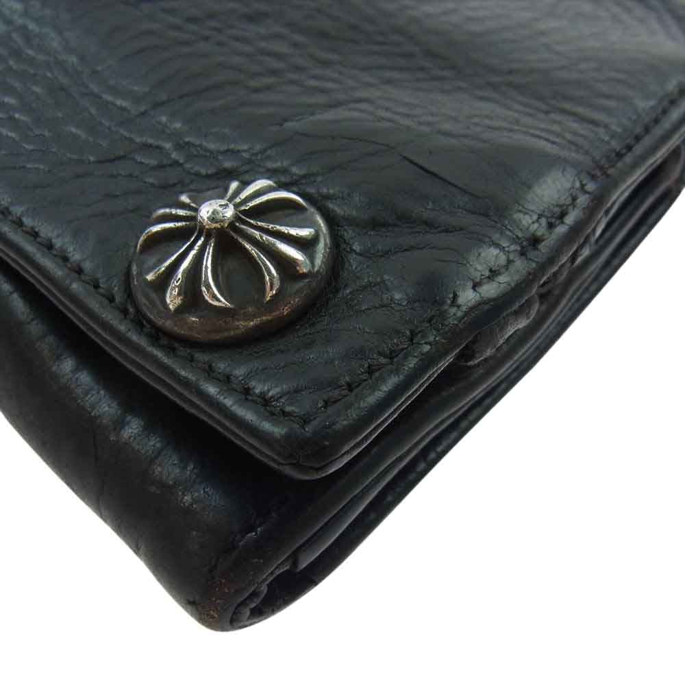 CHROME HEARTS クロムハーツ(原本無) LONG WALLE グリーシー クロスボール ロング ウォレット 長財布 ブラック系【中古】