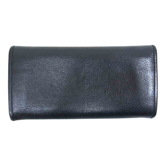 TRAVIS WALKER トラヴィスワーカー TWプレート付き クロスコンチョボタン フラップ ロングウォレット 長財布 ブラック系【中古】