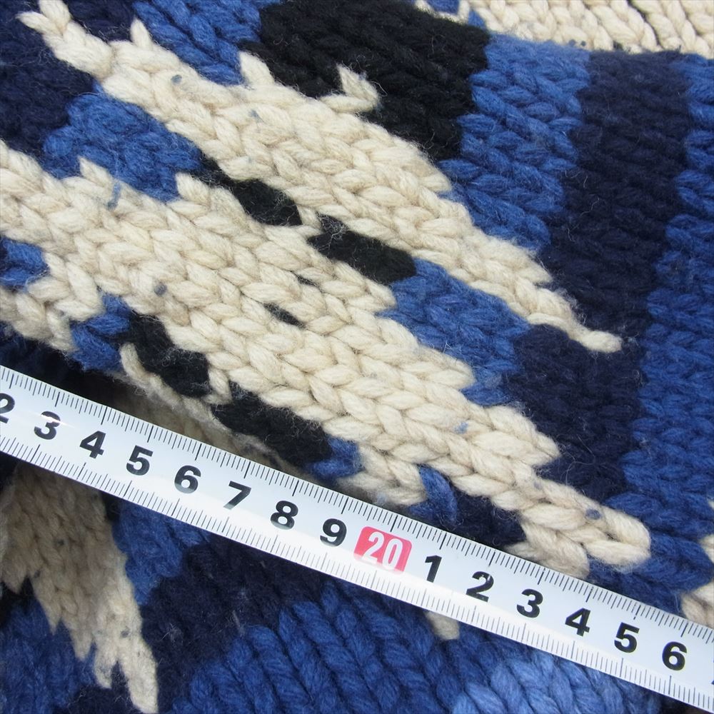 1piu1uguale3 ウノピュウノウグァーレトレ SHAWL CARDIGAN BIG CAMO カモ柄 ショールカラー ニット カーディガン ブルー系 ネイビー系 M【中古】