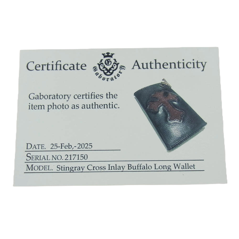 GABOR ガボール ガボラトリー ギャランティ付属 スティングレイ クロス アトリエマークボタン スカルTバー付き バッファロー ロング ウォレット 財布【中古】