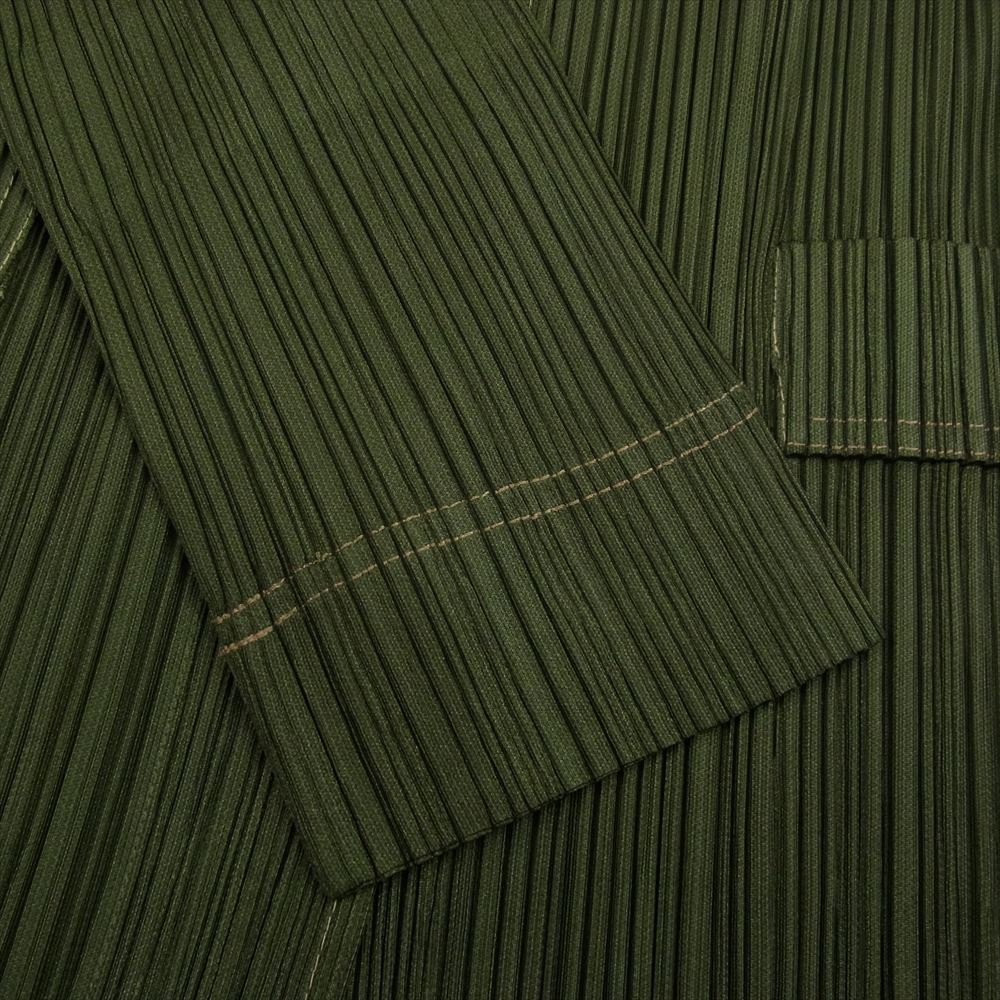 PLEATS PLEASE プリーツプリーズ イッセイミヤケ PP73-JA426 プリーツ加工 ダブルブレスト ポケット コート カーキ系 3【中古】