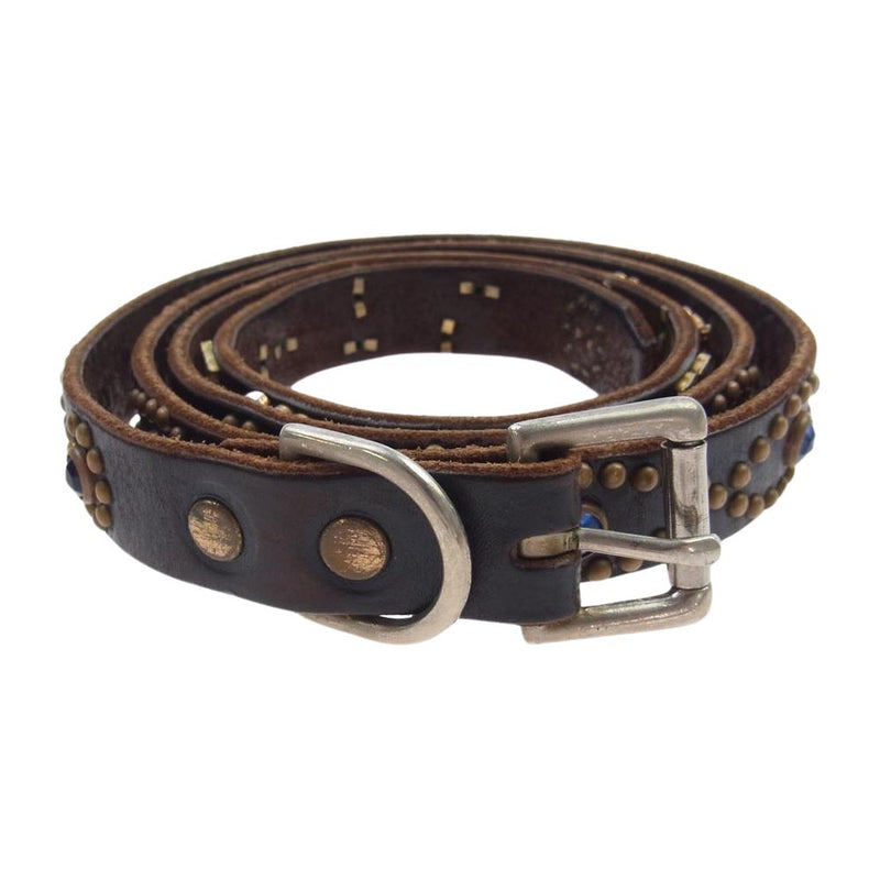 TENDERLOIN テンダーロイン × HTC × PORTER T-STUD BELT エイチティーシー ポーター ロゴ入り スタッズ  ナローベルト ブラック系 ブラウン系 S【中古】