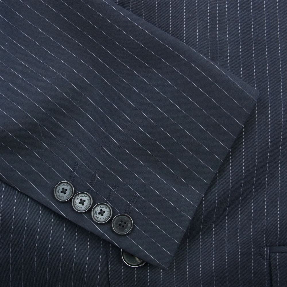 URBAN RESEARCH アーバンリサーチ Tasmania Wool タスマニアウール ピンストライプ スーツ 2B テーラードジャケット スラックスパンツ セットアップ ネイビー系 46【美品】【中古】