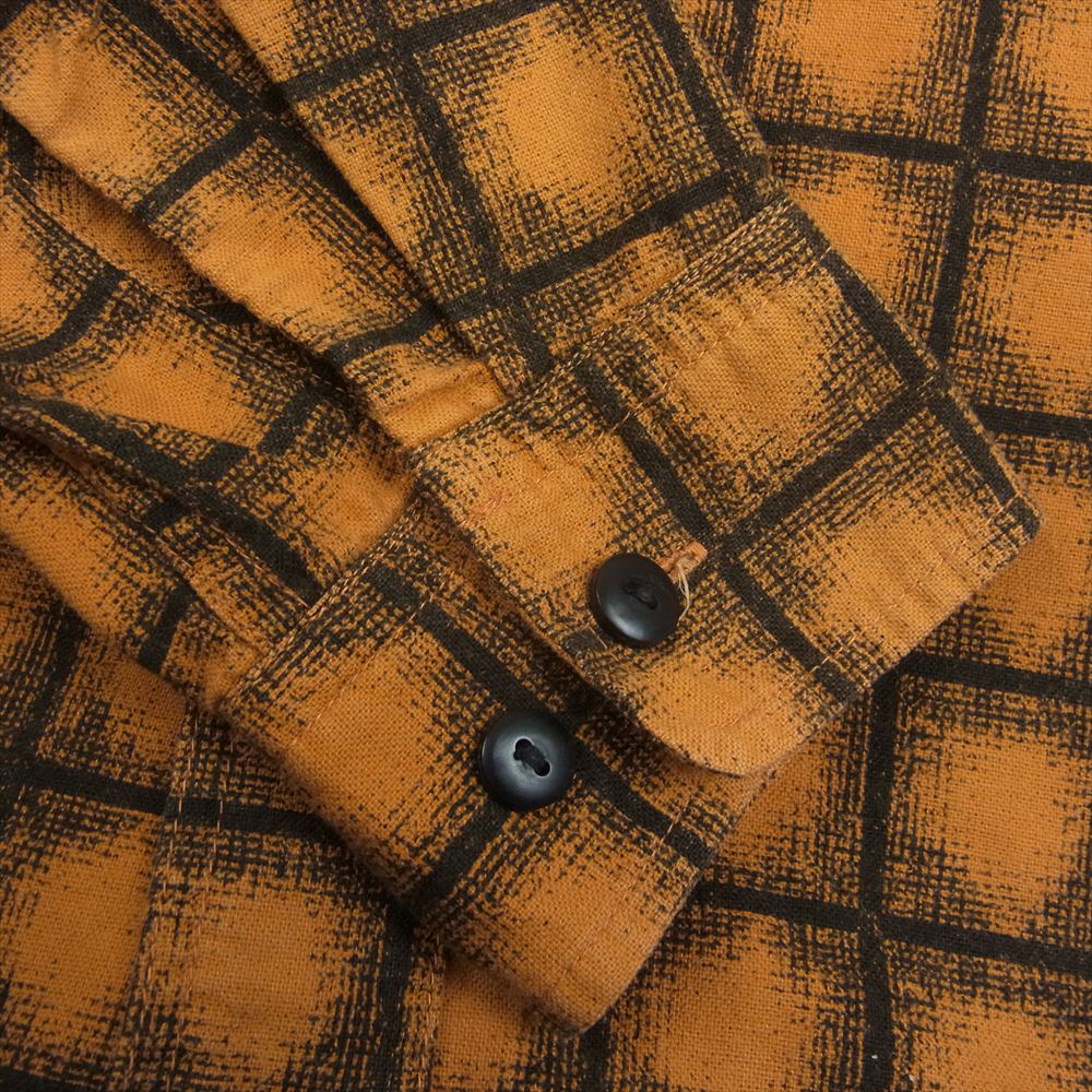 CALEE キャリー L/S PRINT CHECK SHIRT プリント チェック シャツ 長袖 オレンジ系 L【中古】